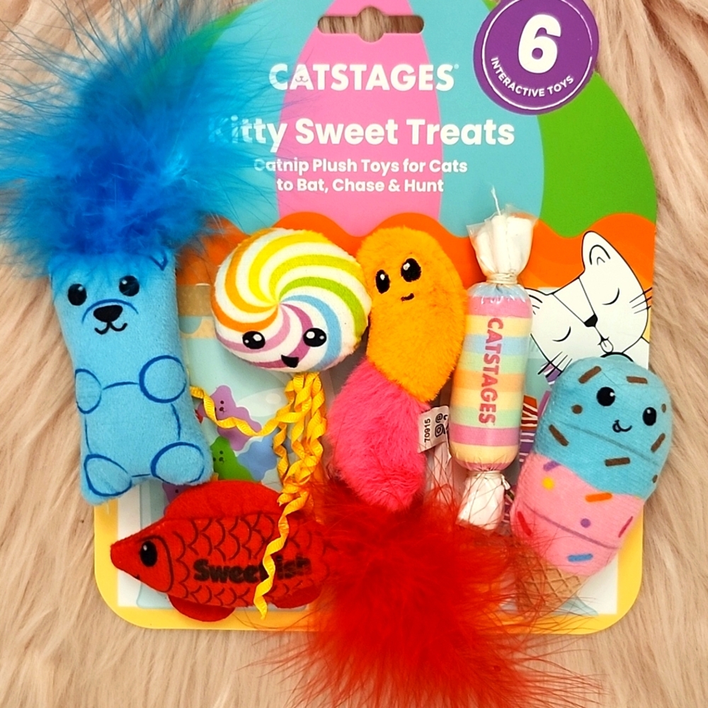 Brand New CATSTAGES "KITTY SWEET TREATS" CATNIP PLUSH TOYS-6CT.